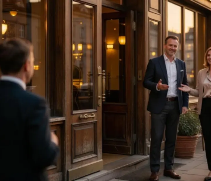 Założyciele RudiVeen Kft witają gości w eleganckim wnętrzu restauracji.